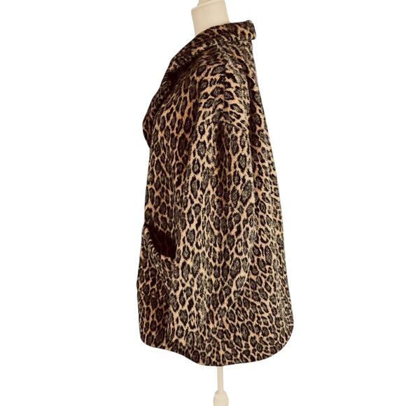 Avec Les Filles Anthropologie Faux Fur Leopard Print swing Coat Button Front 2X - Picture 6 of 8